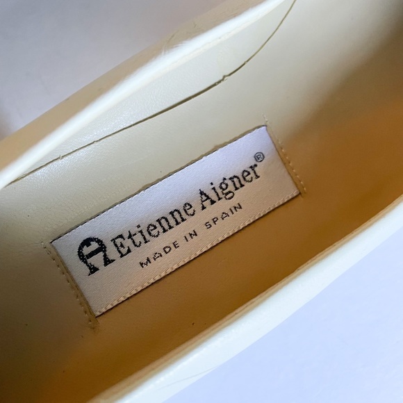 Vintage Etienne Aigner Two Tone Pumps Heels Cream Yellow Size 8.5 Narrow - Picture 5 of 14